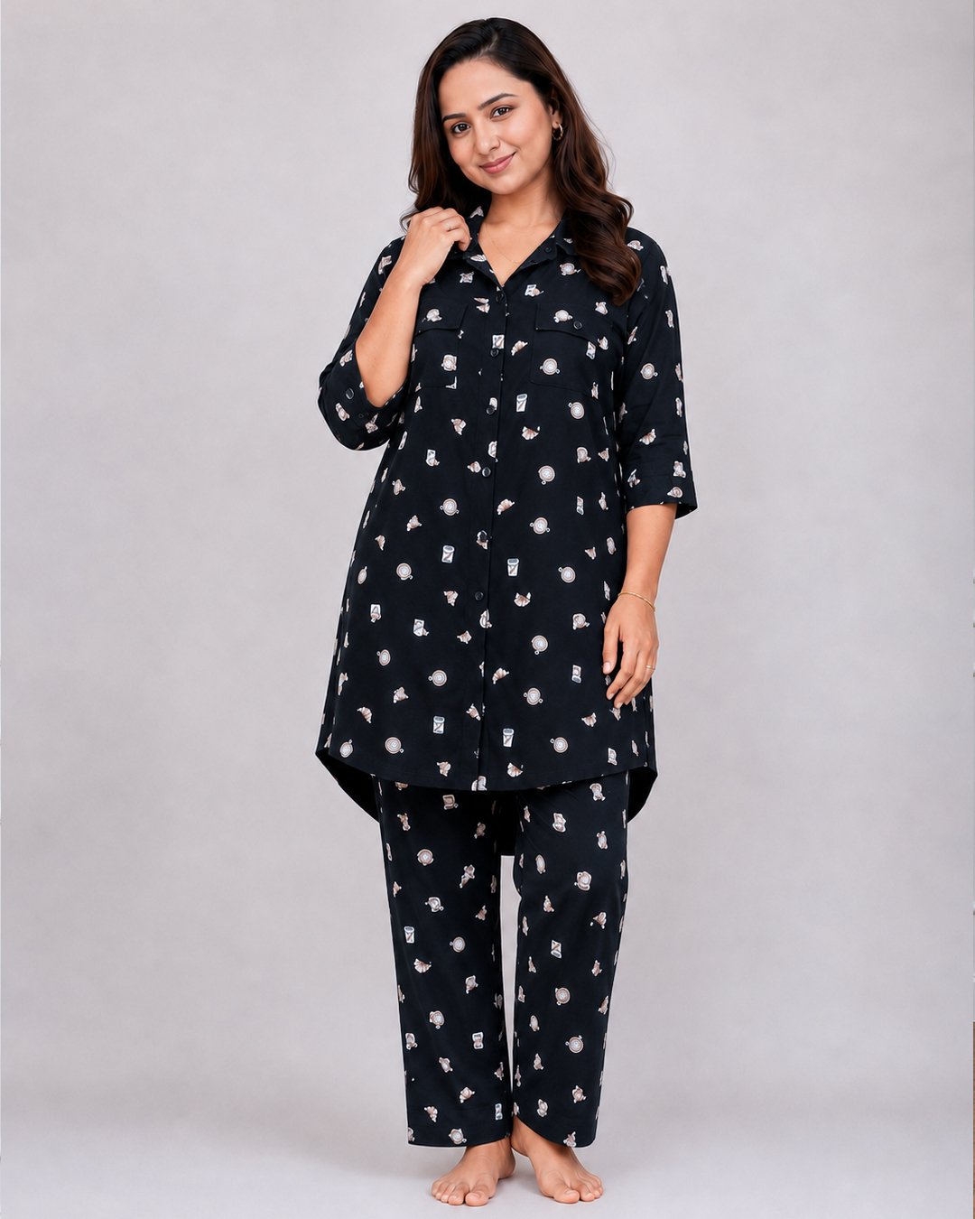 Black Dessert Print Co-ord Set