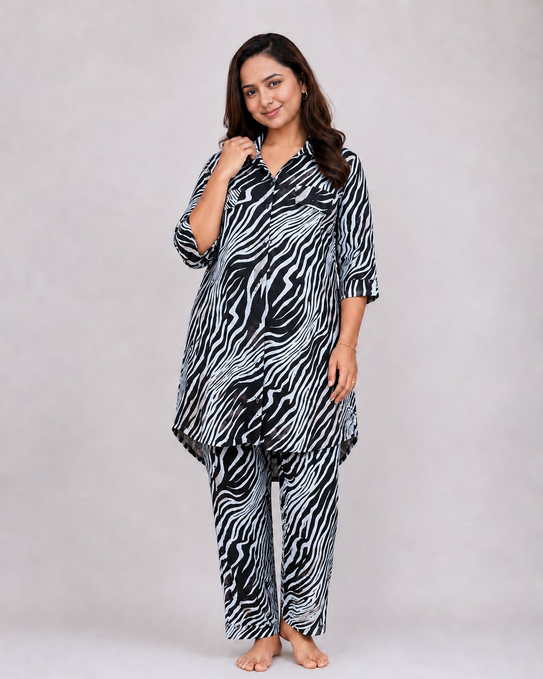 Black White Zebra Print Co-ord Set