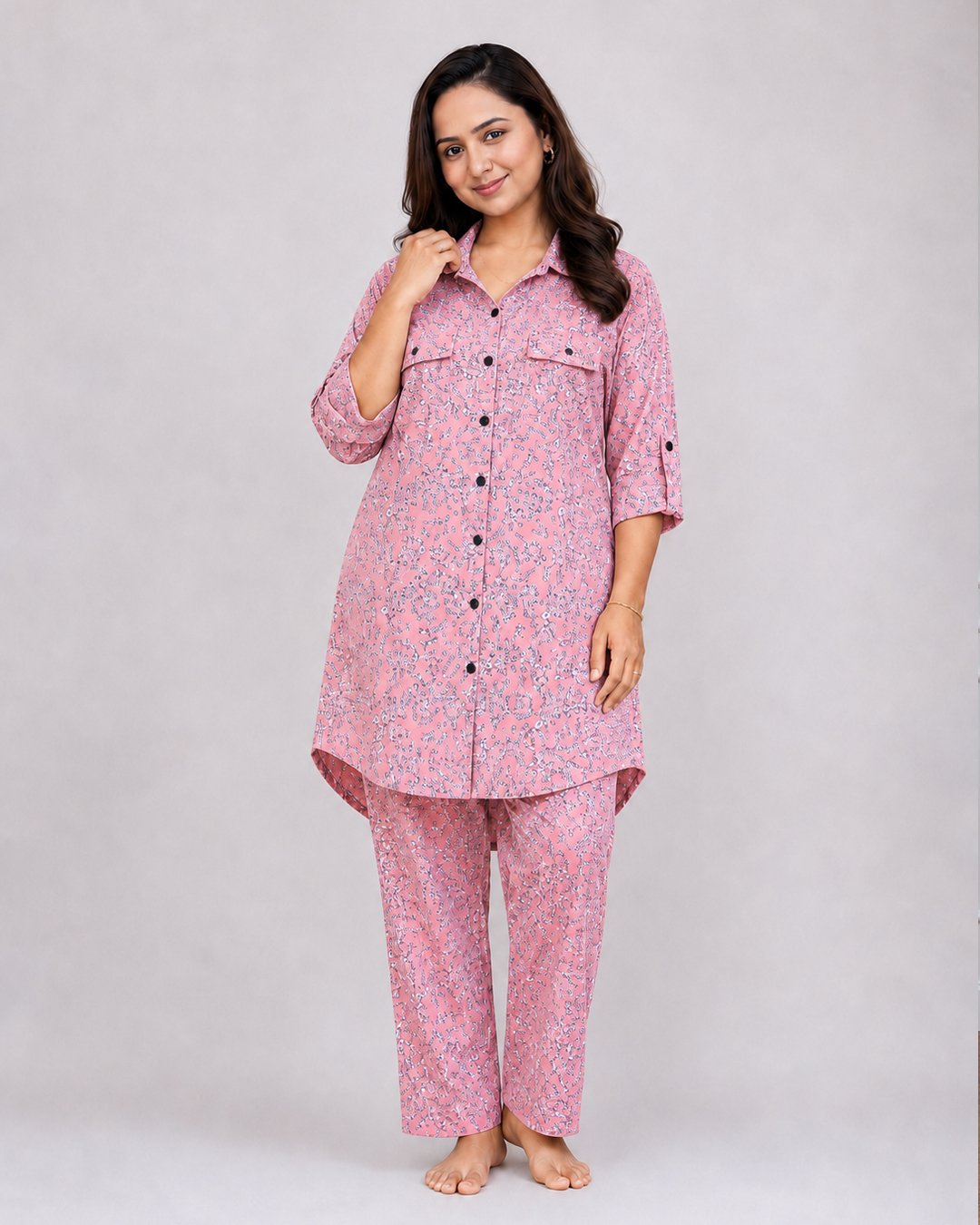 Dusty Rose Micro Floral Print Co-ord Set