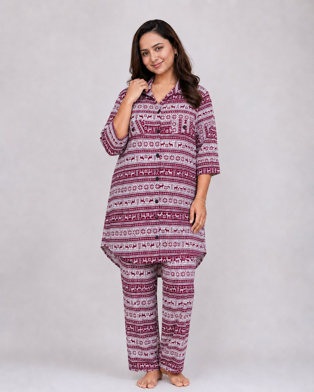 Maroon Ethnic Print Co-ord Set