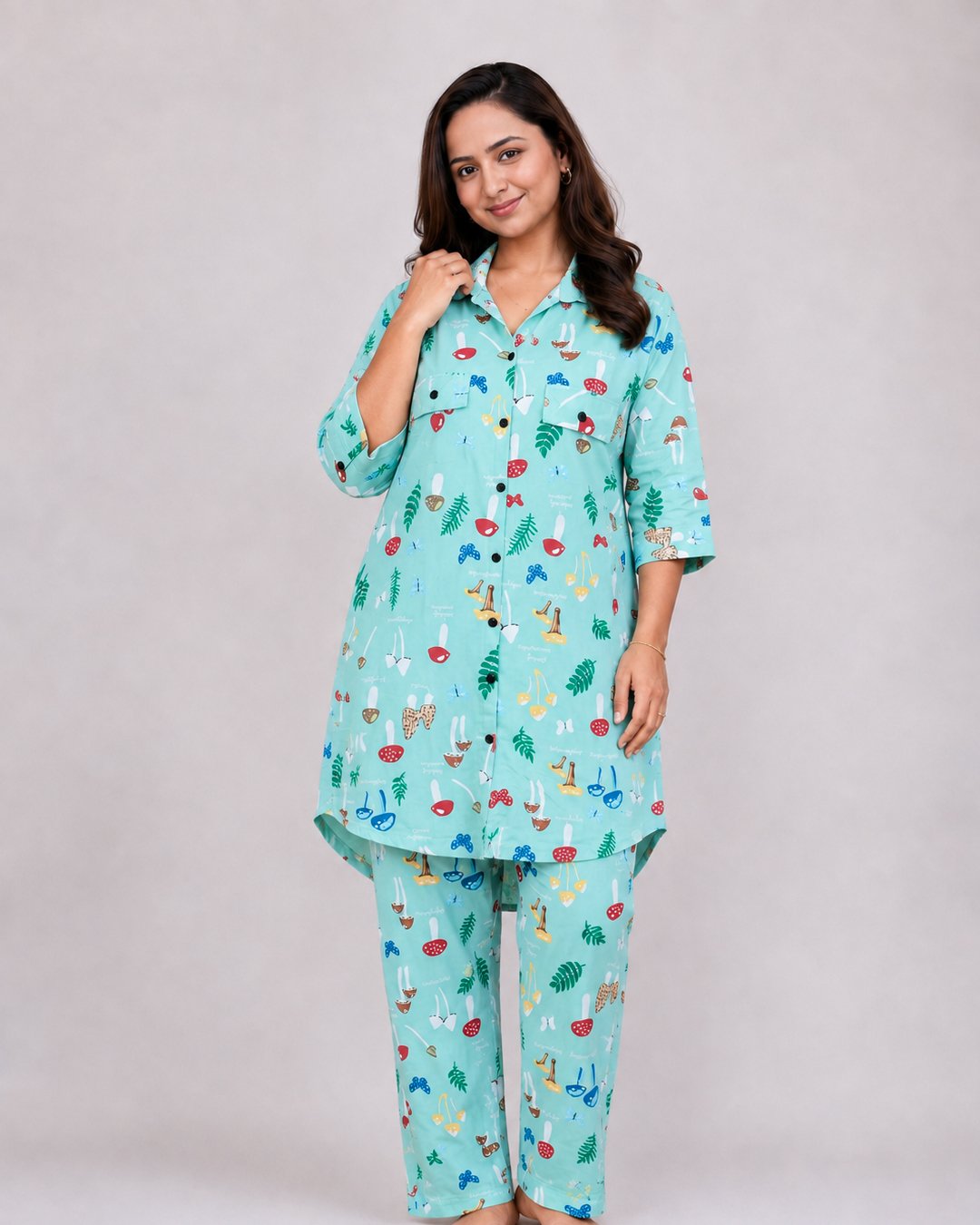 Mint Green Mushroom Print Co-ord Set
