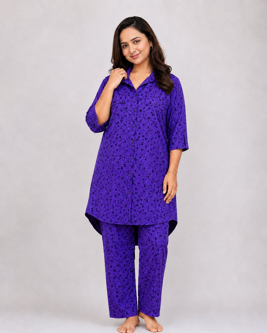 Purple Floral Print Co-ord Set